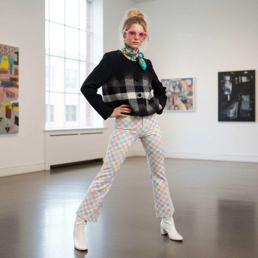 Vintage 90s Pendleton Ombre Plaid Wool Coat Dark Academia NWT L - Picture 8 of 14